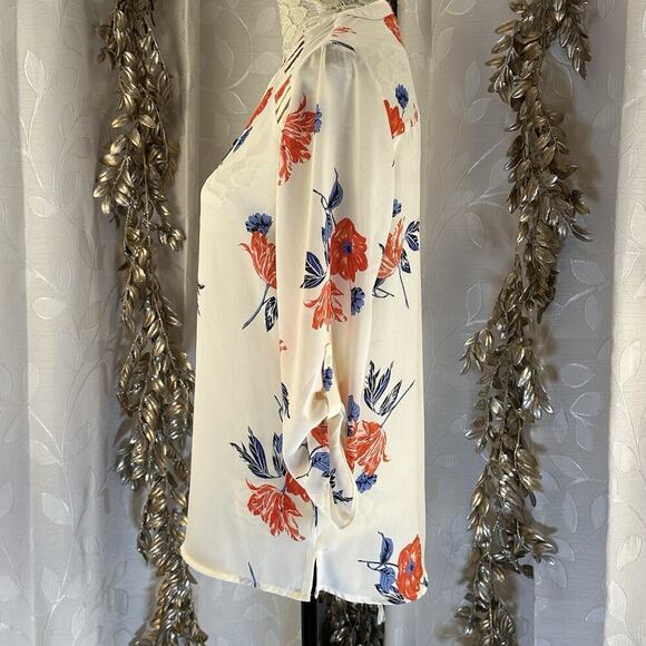 Maurices Women’s M White Floral Blouse Boho Chic Cottagecore‎ Coastal Feminine - Picture 6 of 10